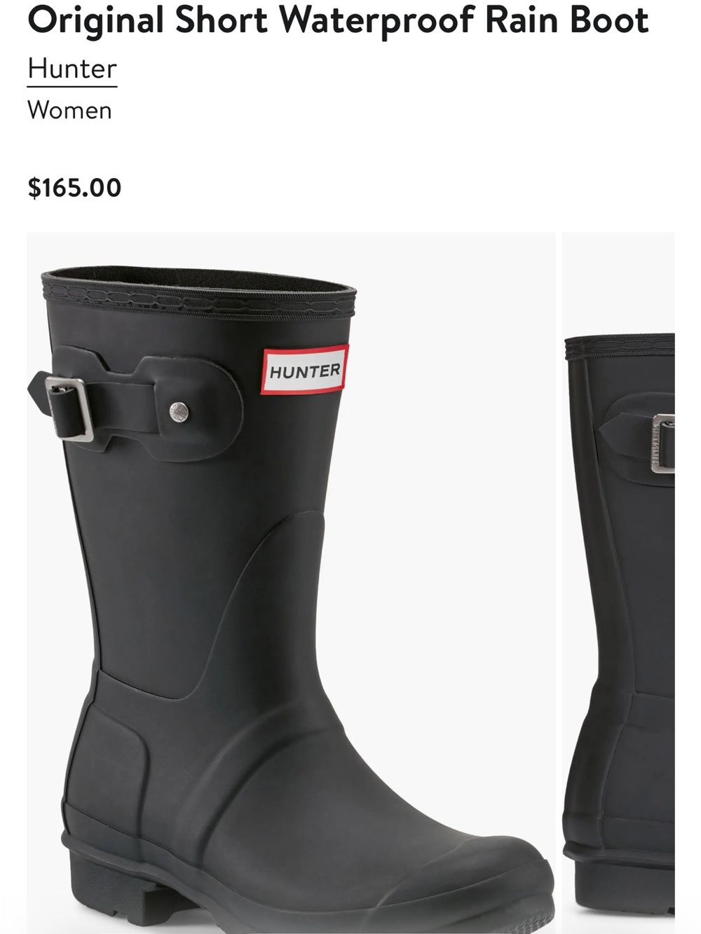 Hunter Women's Short Black Waterproof Rain Boots with Side Buckle